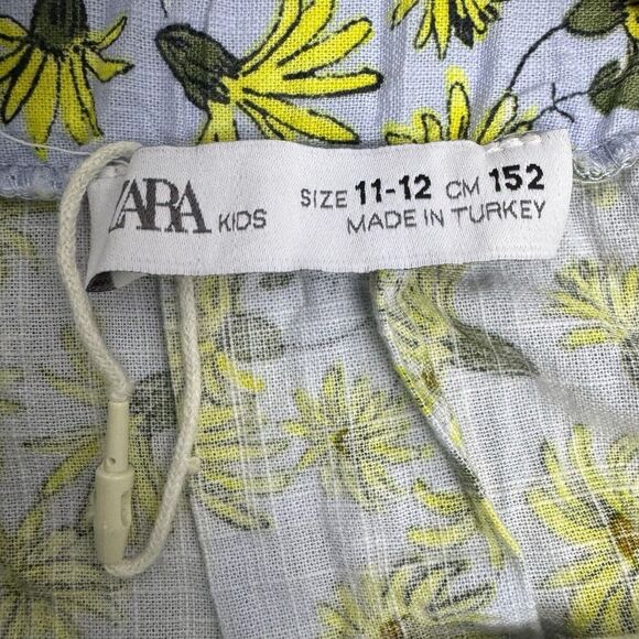 ZARA Girls Daisy Floral Blouse Top Size 11-12 Off The Shoulder Puff Sleeves - Picture 5 of 8